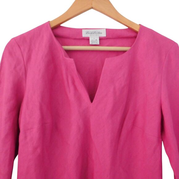 Brooks Brothers Womens Irish Linen Tunic Top Blouse Long Sleeve Pink Size 6 - Picture 2 of 5